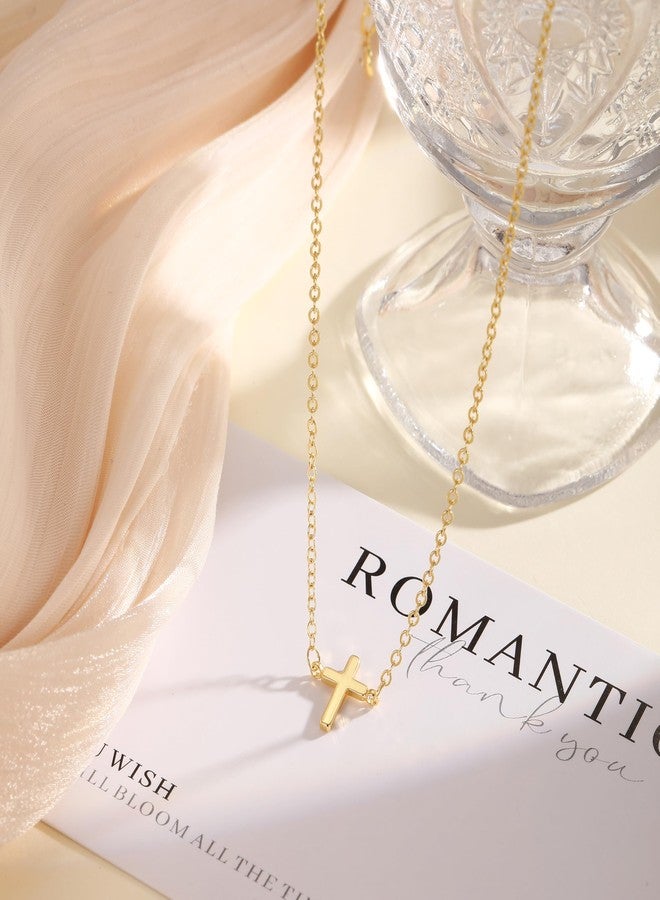 Rotnso Cross Necklace for Women 14K Gold Plated Small Cross Pendant Choker Minimalist Necklace Dainty Simple Trendy Cute Layered Cross Chain Faith Jewelry Gift - Image 3